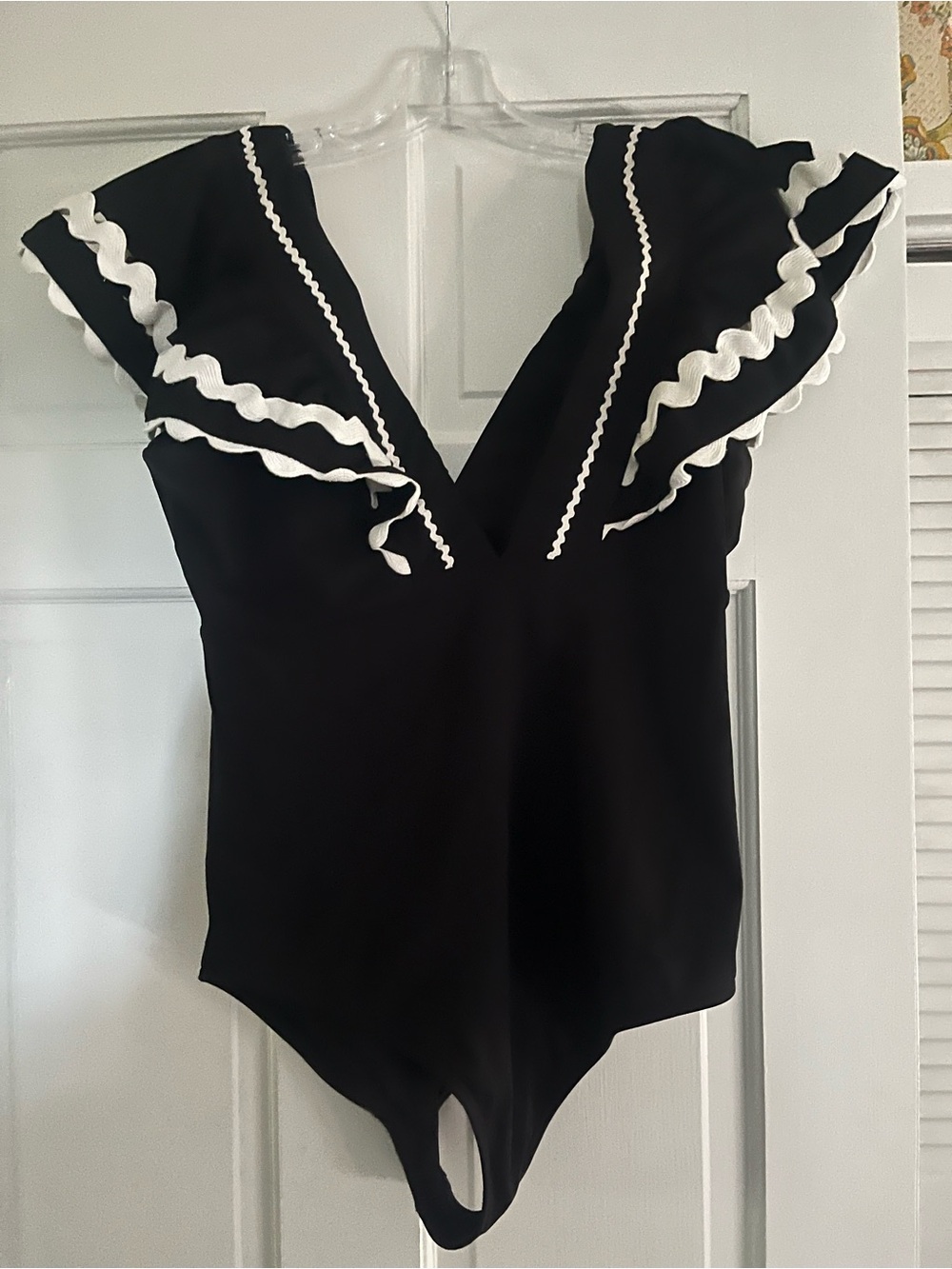 Sea Black Ruffled V-Neck Women's Swimsuit